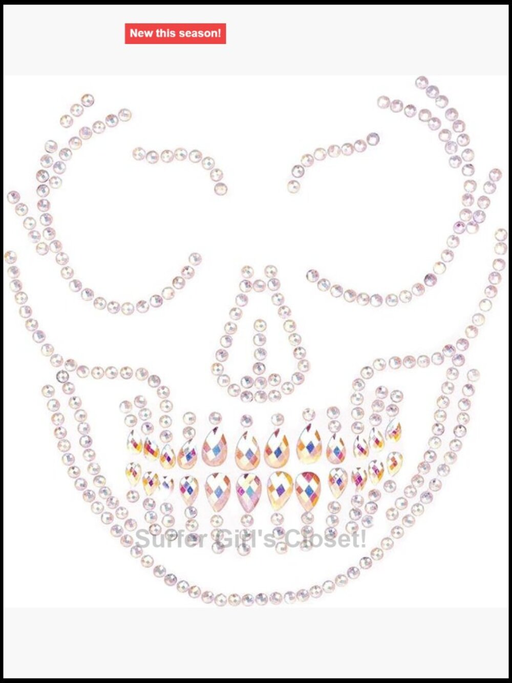 Glow in the Dark Skull Face Jewels Self Adhesive Rhinestone Body Gems Halloween